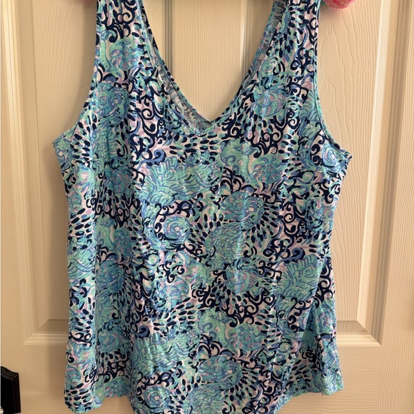 Lilly Pulitzer Tops - Lilly Pulitzer Blue and Teal Patterned Tank Top XL